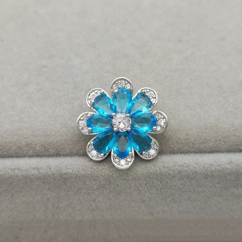 5pcs Colorful Zircon Flower Design Luxury Shank Buttons Of Clothing Elegant High Quality Shinning Rhinestone Sewing Button