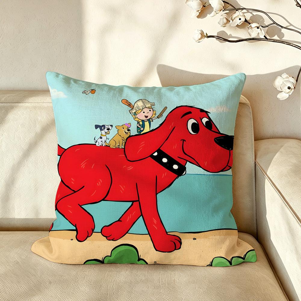 Cartoon Clifford the Big Red Dogg Cushion Cover Pillow Case Antidustmite Pillowcase Silky Short Plush Sofa Cushion Cover hot