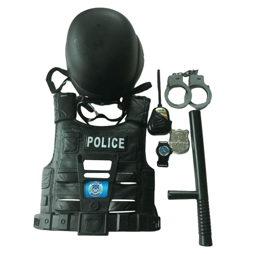 9Pcs Kids Police Role Play Toy Set Uniform for Stage Performances