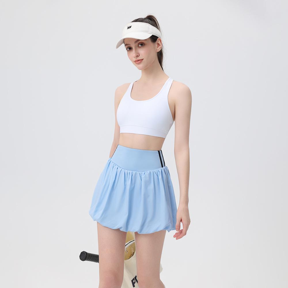 2025 Summer Women's Short Sleeve Tulip Casual Badminton and Tennis Skirt Set