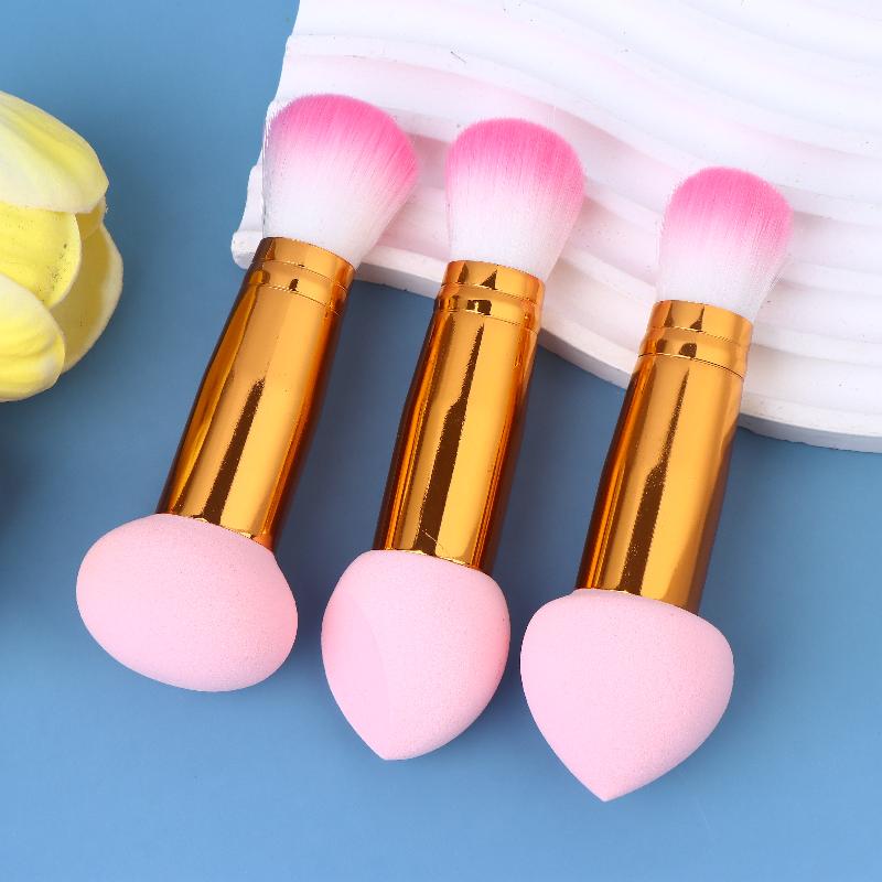 3 Pcs 2 In1 Double-Head Sponge Head Mini Portable Makeup Brush Fluffy Blush Brush Ladies Beauty Tool