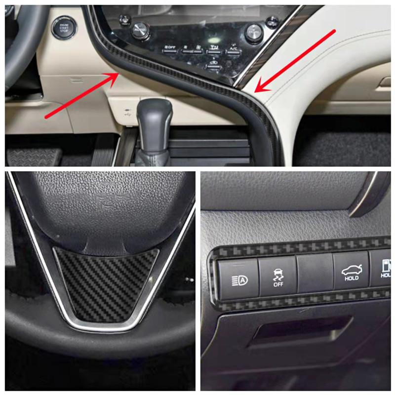 Carbon Fiber Car Interior Cover Trim For Toyota Camry 8 Center Console Storage Box Decoration Sticker Car Inner