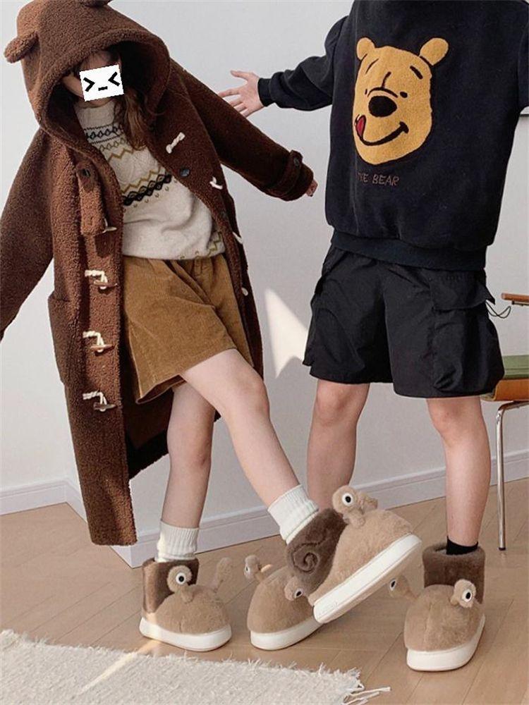 Fashion New novelty fuzzy snail bootie slippers women's fluffy home warm stuffed plush shoes unisex pull on boot slipper woman room shoe