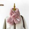 Soft waxy wind thickened solid color fluffy scarf to keep warm imitation Rex rabbit hair cross scarf plush collar women