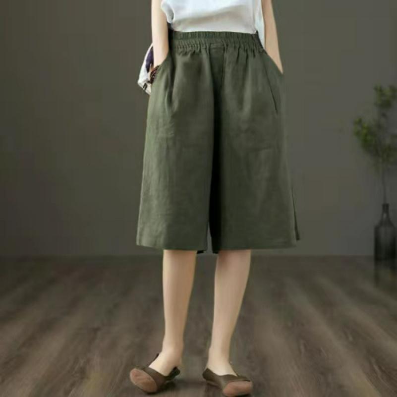 Cotton and Linen Five-point Pants Shorts Women's Summer Thin Loose and Thin Casual Pants Straight Wide-leg Pants
