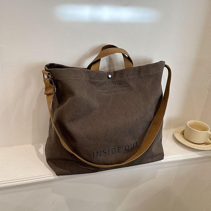 Einfache Umhängetasche aus Segeltuch für Herren und Damen, dicke Handtasche aus waschbarem Segeltuch, großes Fassungsvermögen, Kunststudenten-Paket, Schulranzen graue