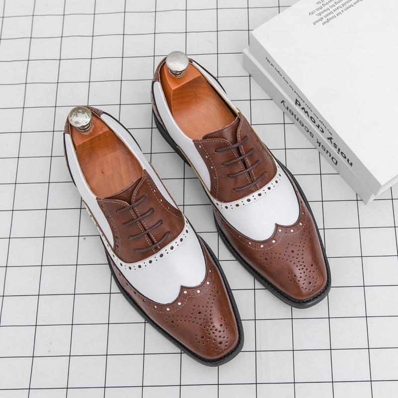 Retro Męskie Buty Eleganckie Trend Codzienne Biznesowe Społeczne Skórzane Buty Dla Mężczyzn Ślubne Buty Oxford Męskie Klasyczne Party Brogsy Męskie