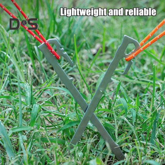 6Pcs 20/35CM Camping Tent Stake Heavy Duty Stainless Steel Multi-functional Outdoor Garden Yard Tarp Canopy Windproof Ground Spike Metal Tent Peg