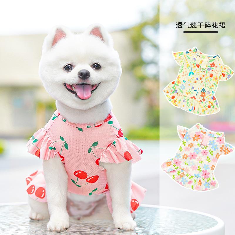 Ice Silk Big Dog Dress Spring Summer Dog Cat Pet Cat Clothes Dog Supplies Small Medium Large Dog Golden Retriever