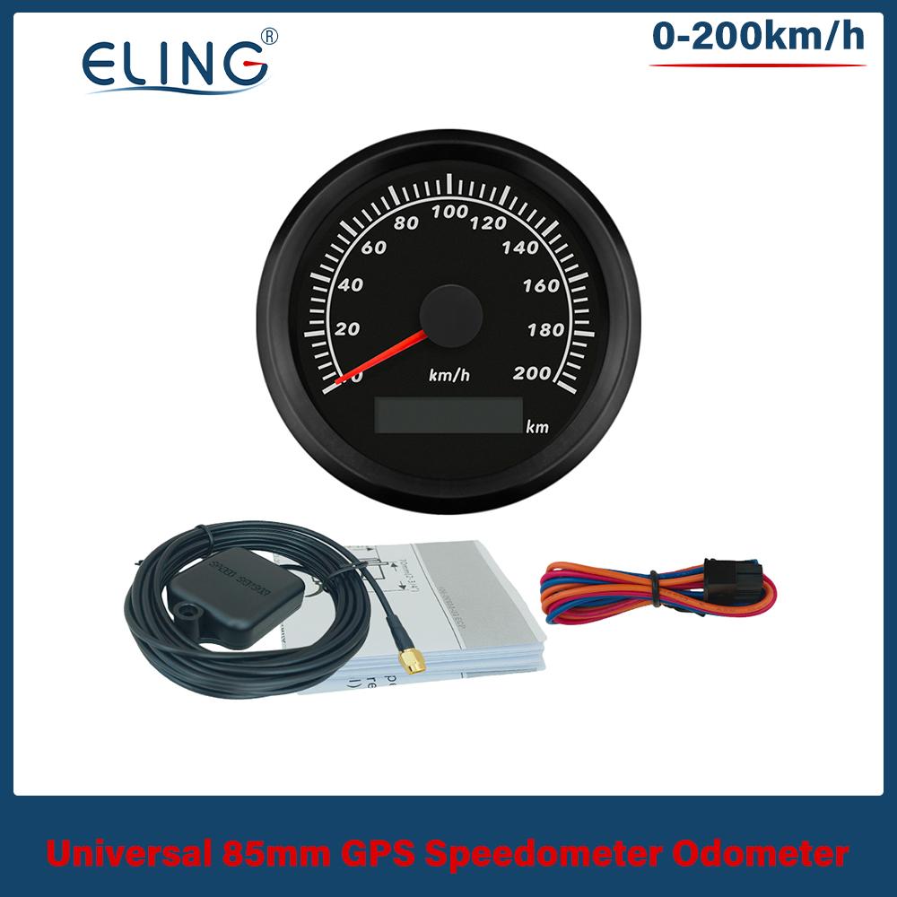 ELING 85mm GPS Speedometer Gauge 0-120km/h 0-160km/h 0-200km/h 0-300km/h for Car Truck Boat with Red Backlight With GPS Antenna