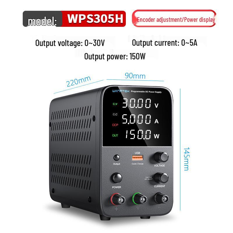 WPS305H Adjustable 30V 5A DC Power Supply with OCP Protection & Output Button