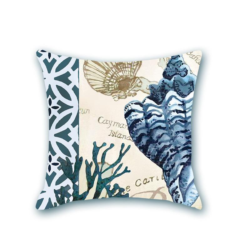 Retro Ocean Series Imitation Super Soft Pillow Cover Octopus Starfish Cushion Sofa Nap Bedside Pillow