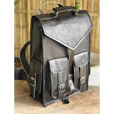 Men's Backpack Travel Laptop School Genuine Goat Skin Vintage Bag