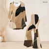 Women Plus Size Round Neck Three Quarter Sleeve Printed Flared Top And Flared Pants Two Piece Set