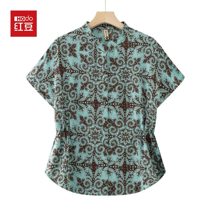 Hodo Women s Summer Print Short Sleeve Loose Shirt 3XL