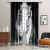 White Tiger Print Curtains Polyester Fabric Suitable Bedroom Living Room Decoration Made Of Machine Washable Great Decor