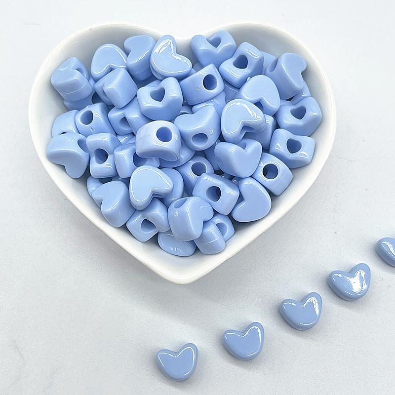30pcs 11mm Candies Colour Big Hole Heart-shaped Acrylic Loose Spacer Beads for Jewelry Making DIY Accessories