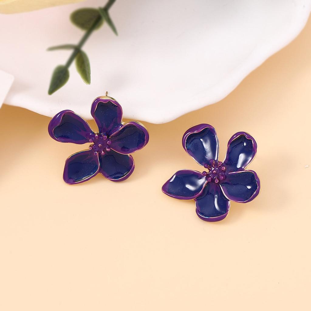 Pinkdudu Gradient Sakura Enamel Stud Earrings Sweet Floral Earrings for Women Jewelry PD1947