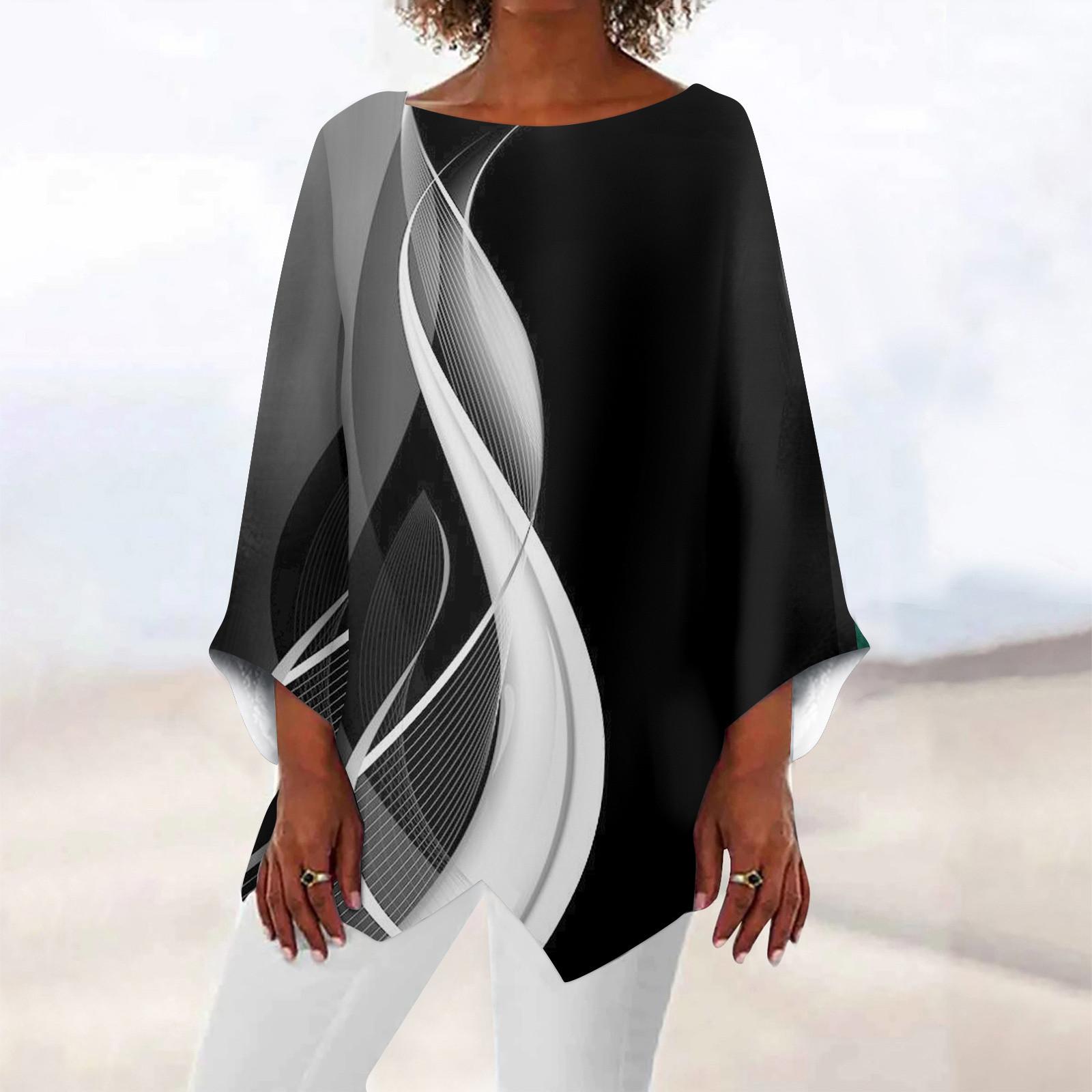 

Жен. Рубашка Блуза Графика Бабочка Асимметричный принт Длинный рукав На каждый день Повседневные Классический Круглый вырез Футболка Верх XXXXL