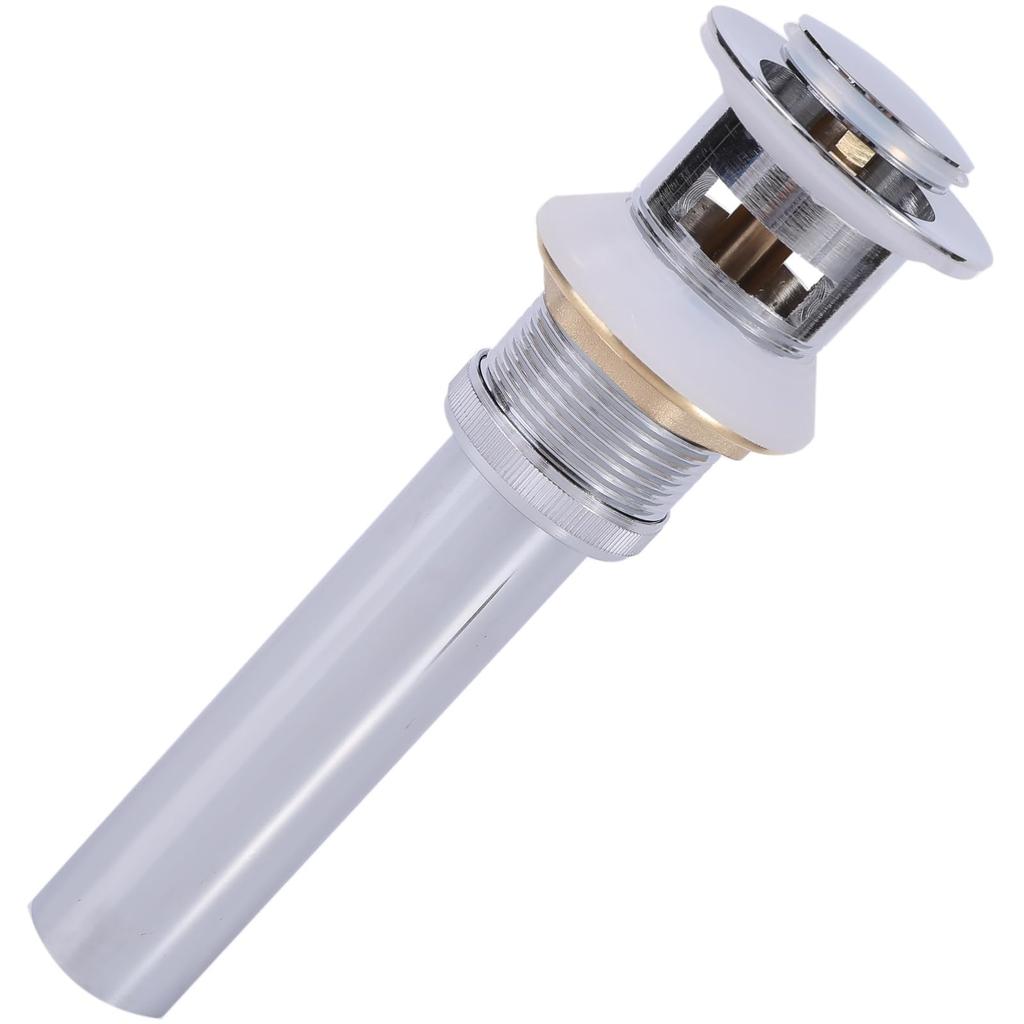 Rubonarie Pop-Up Drain Plug, Washbasin Drain Plug, Pop-Up Overflow Compatible, Replacement Sewer Part, Washbasin Drain Plug (Silver, Overflow Type)