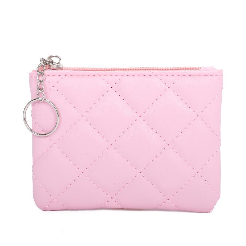 Women PU Leather Zip Coin Wallet Key Chain Fashion Small Purse Money Short Change Pouch Coin Purse