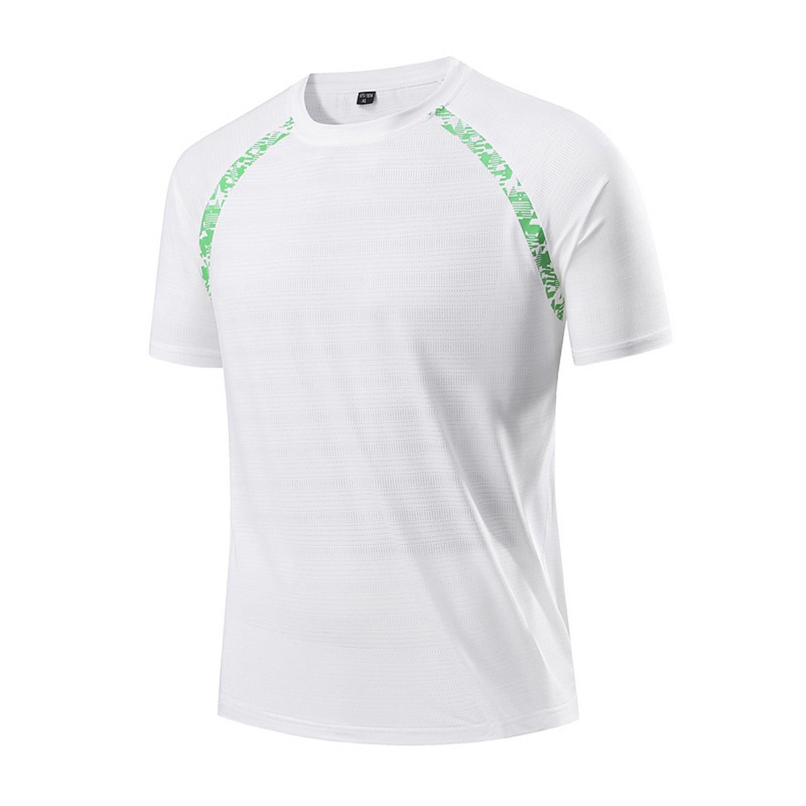 

Мужская летняя облегающая дышащая одежда из шелка с круглым вырезом, быстросохнущая, повседневная спортивная футболка, топы XXXL белый