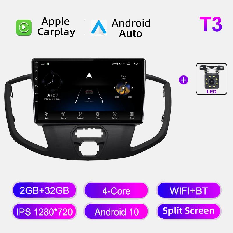 Car Radio GPS Navigation For Ford Transit Tourneo Custom 2015-2018 WIFI Android Auto Carplay Stereo Head Unit Multimedia Player
