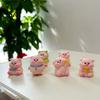 Animal Desk Accessory Pig Ornament Small Pink Piglet Synthetic Resin Figurine Decor with Raincoat Yellow Duck Micro Landscape