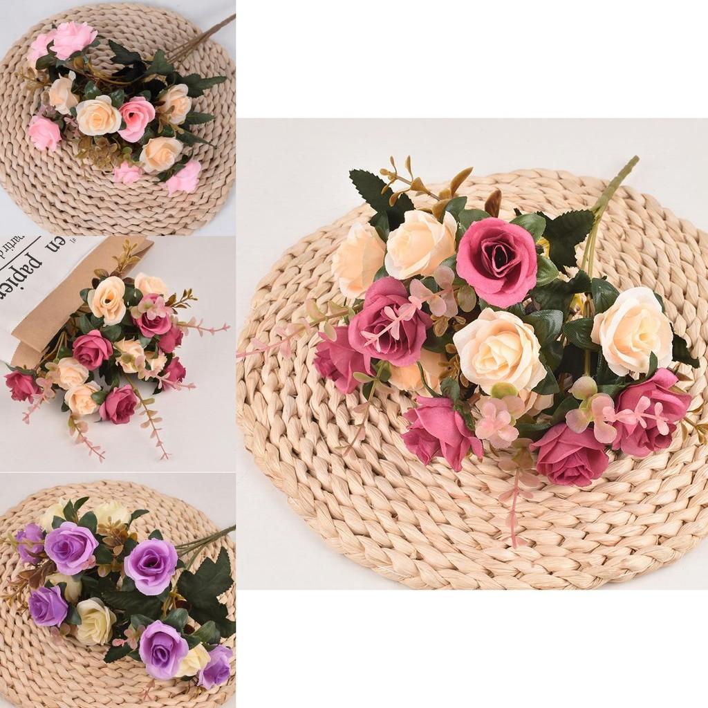 Elegant Rose Artificial Flower Bundle With Durable Silk For Home And Wedding Use