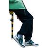 Lining Solid Color Buttoned Straight-Leg Casual Pants Men Bottoms Black AKXS087-2