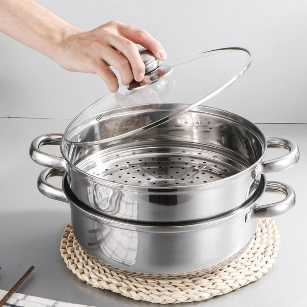 Tempered Glass Lid Steaming Cookware Fish/Soup/Hot Pot Double Boilers  Household