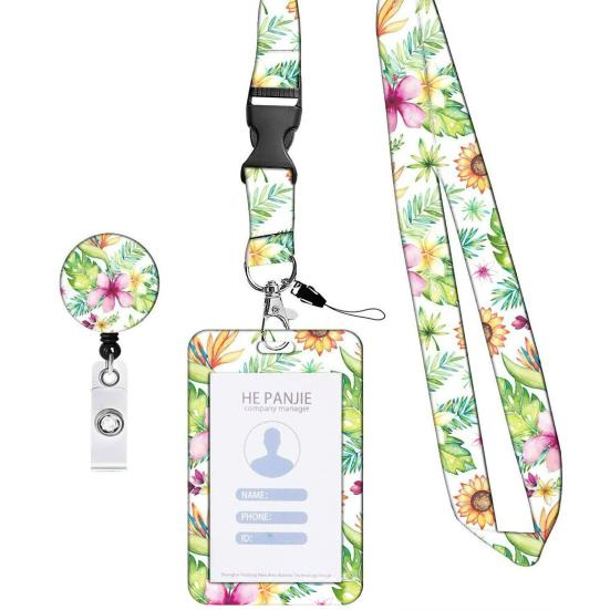 Badge Holder with Retractable Reel Clip And Lanyard ID Card Holder for Nurses Teachers Students Worker