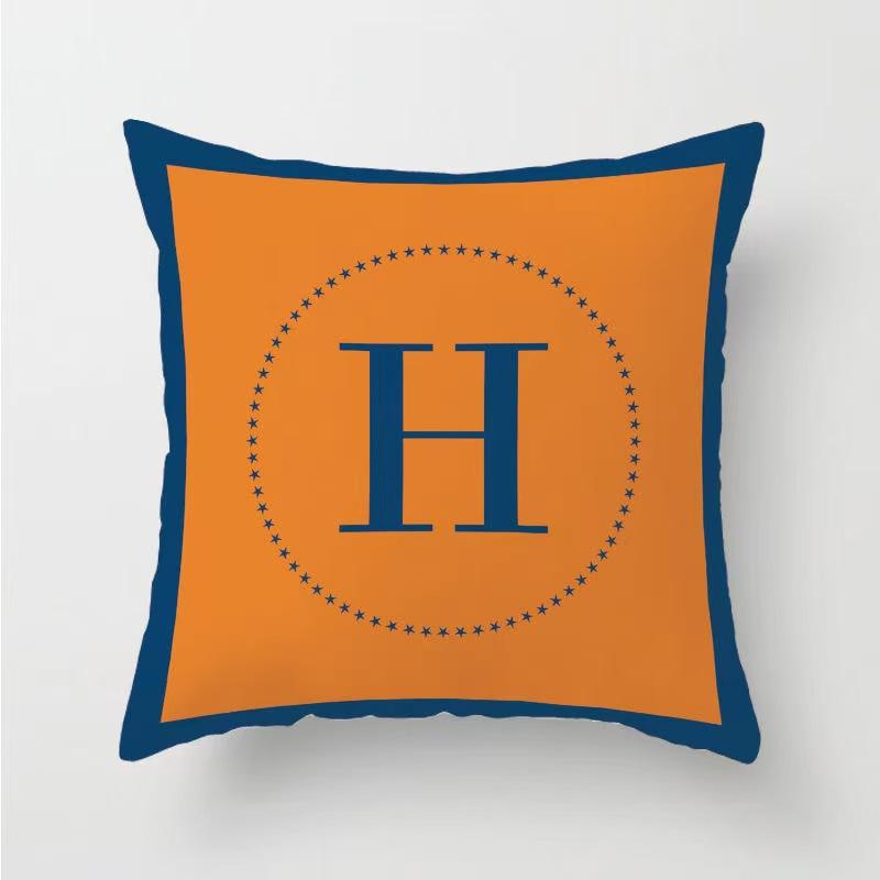 

Orange and Blue Contrast Plaid Pillowcase, Simple and Fashionable Geometric Pillowcase, Home Sofa Bedside Car Cushion Cover 45*45cm