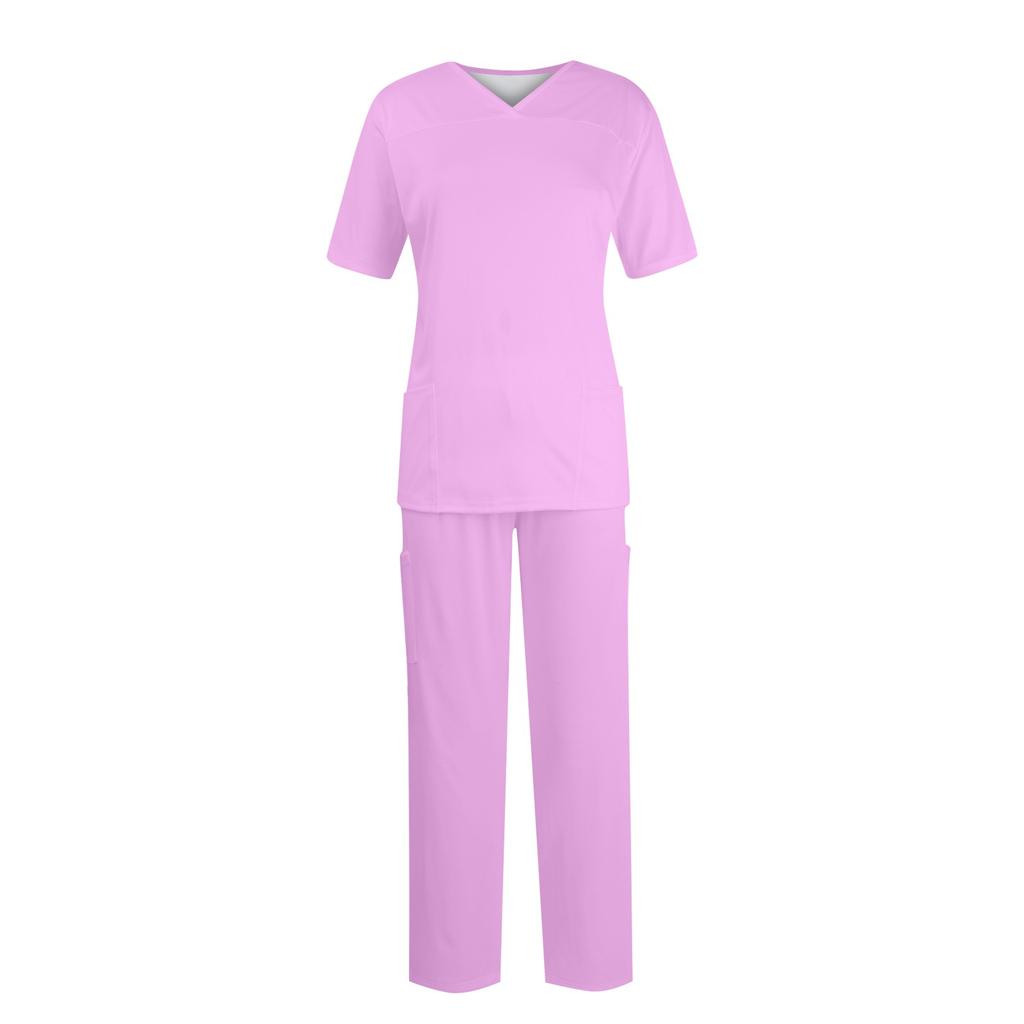 Women Short Sleeve V-neck Tops+Pants Working Set Suit Loose Casual Short Sleeve T Shirts Top And Long Pants Tracksuit