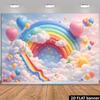 2D Rainbow Cloud Castle Tapestry, Colorful Balloon Kids Room Background