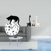 Silent Hanging Cat Clock with Giraffe Figurine Ceramic Centerpiece Quiet Movement for Living Room