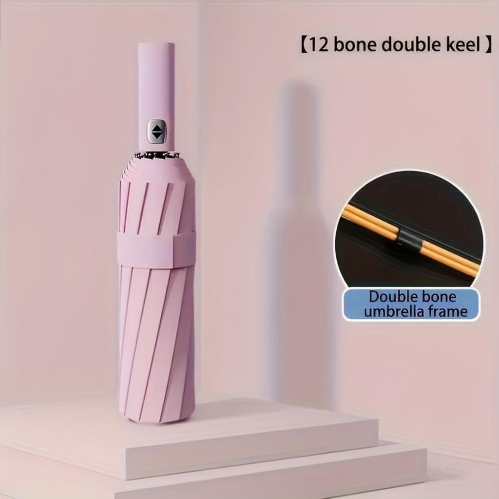 24 Keel Automatic Folding Umbrella - Large Size, Double Frame Design, Windproof and Sun Protection, Suitable for Two People To Use