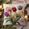 2D flat- Vintage Tulip Floral Throw Pillow Cover 2D Flat Printed Decorative Cushion Case For Home Sofa Bedroom Living Room