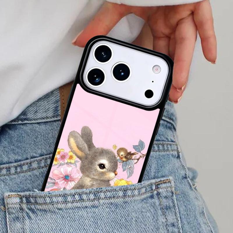 Cute Bunny Rabbit Phone Case for iPhone 16e 15 14 13 12 17 Pro Max Plus Air 17pro Cover Coque