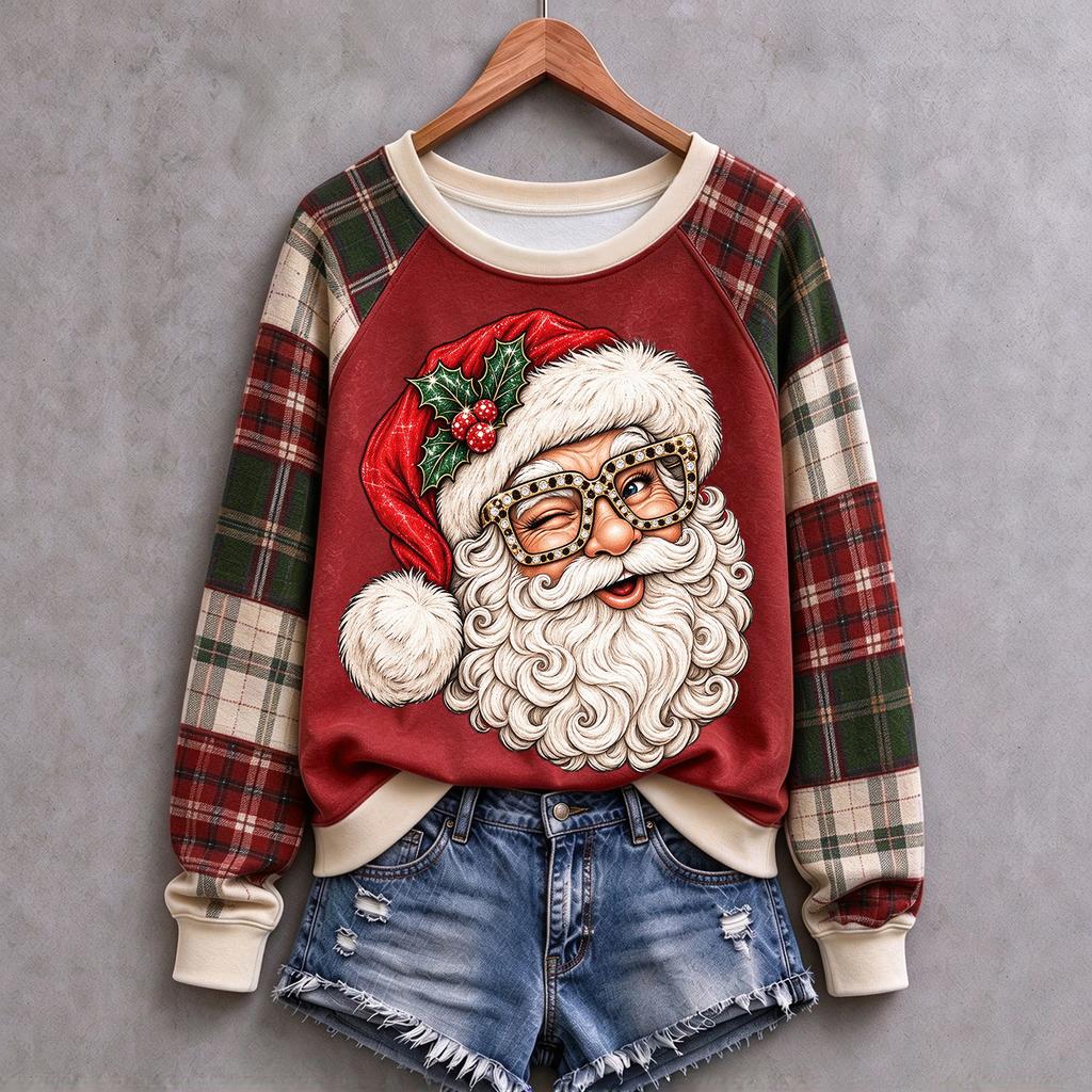 Women's Christmas Print Long Sleeve Sweatshirt Casual Holiday Pullover