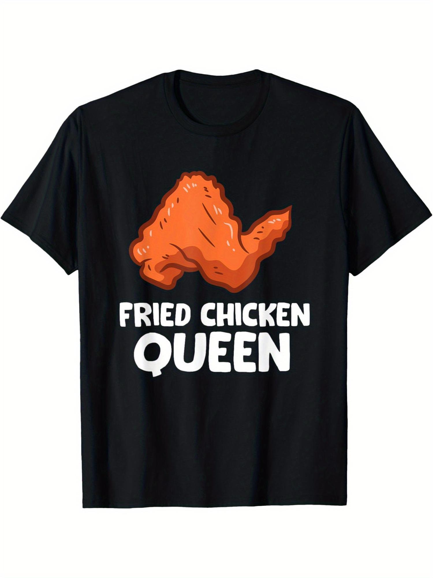 

Men s Black Casual Short Sleeve T-Shirt - Fried Chicken Queen Graphic Print M