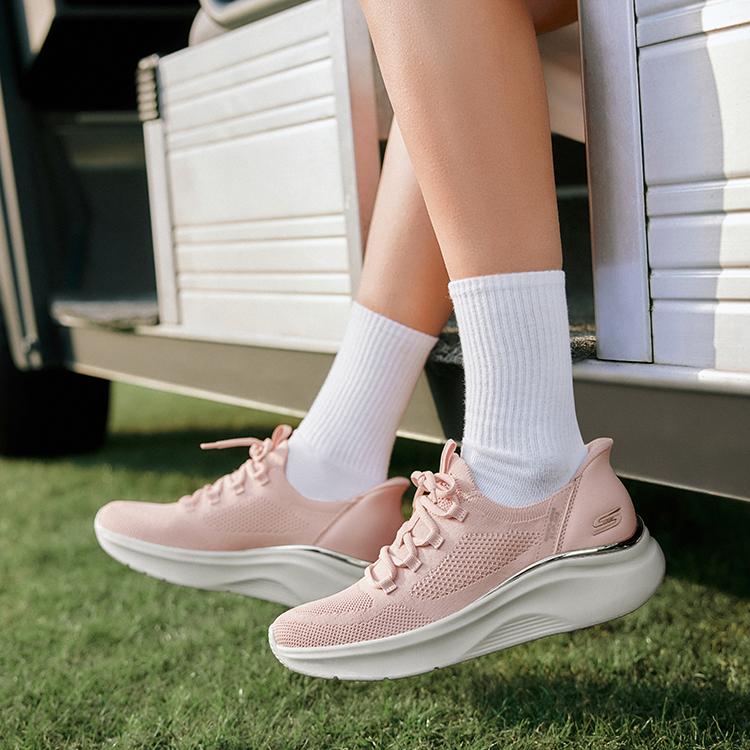 Skechers Bobs Sport Flash Shoes Comfortable Breathable Durable Lightweight Low Top Training Shoes Women Sneaker Light-Pink 117617-LTPK