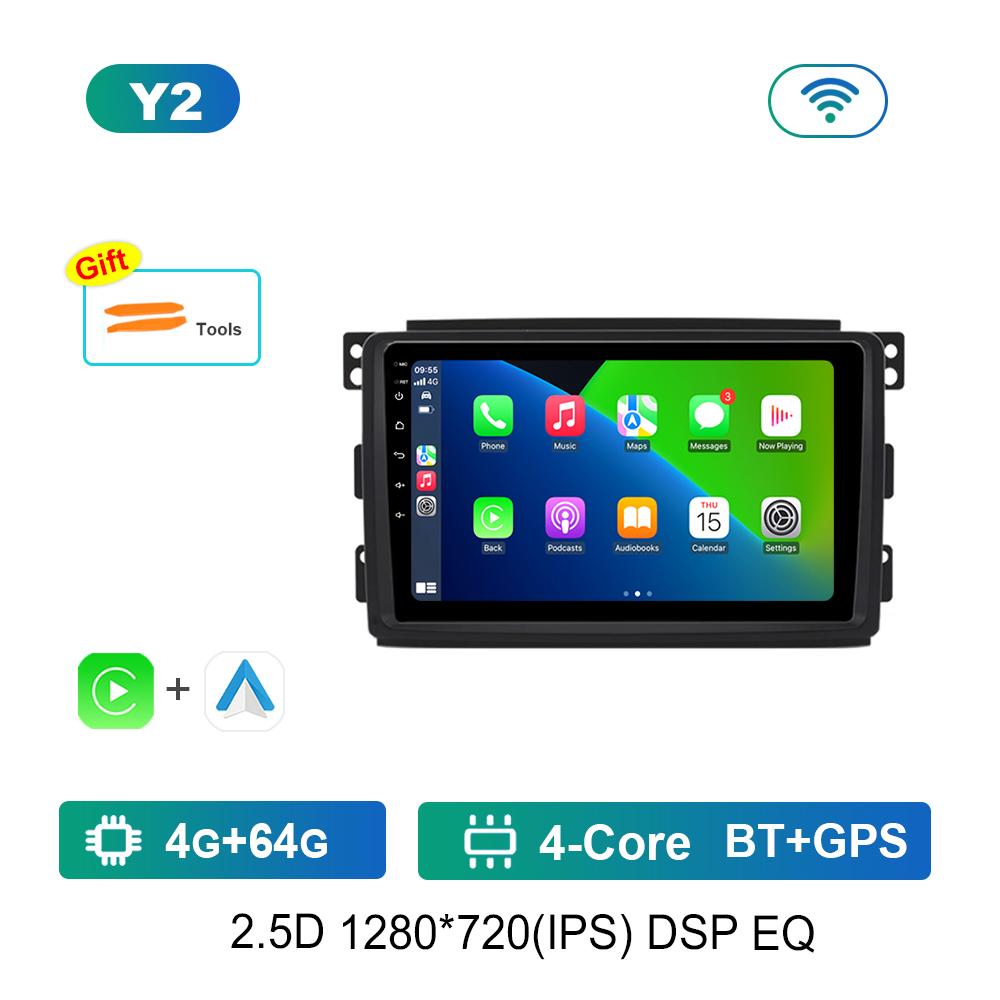 HD Screen Android Car Radio Multimedia Video Player for Smart Fortwo 451 2005 - 2010 GPS Navi 4G WiFi Bluetooth DSP Stereo