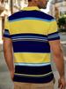 Men's Outdoor Short-Sleeve Polo Shirt with Printed Design (Not Textured), Available in Multiple Sizes. Men's Lapel Polo with Striped Print. Men's Top