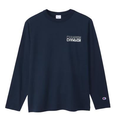 Long Long Round Graphic Logo Long Sleeve Basic Navy [Champion] T-shirt, Sleeve, Neck, 100% Cotton, Print, T-Shirt, C3-Z412 Men's,
