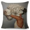Sexy Flower Feather Women Cushion Cover Decor Harajuku Aesthetics Lady Double Print Pillowcase for Sofa Home Linen Pillow Case