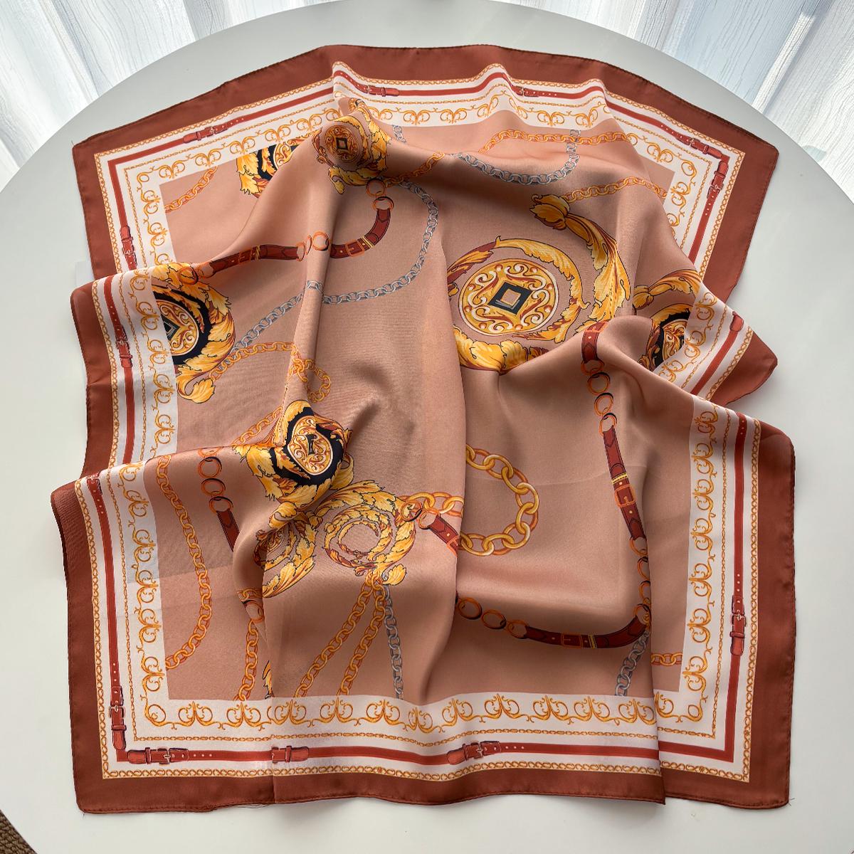 Luxury Women Square Scarf Silk Imitation Print Neckerchief Bandana Lady Shawl Scarves Wrap Head Hair Band Ties