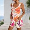 Womens Plus Size Sleeveless Patch Pocket Romper