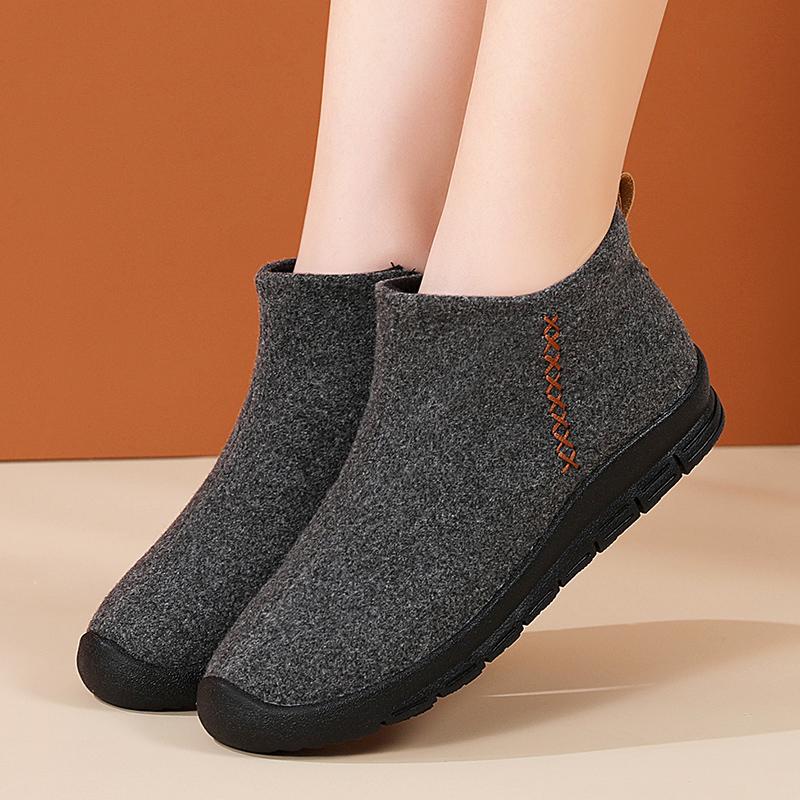 

Cloth shoes autumn and winter new short boots medium and soft-soled shoes velvet cotton shoes 35 серый