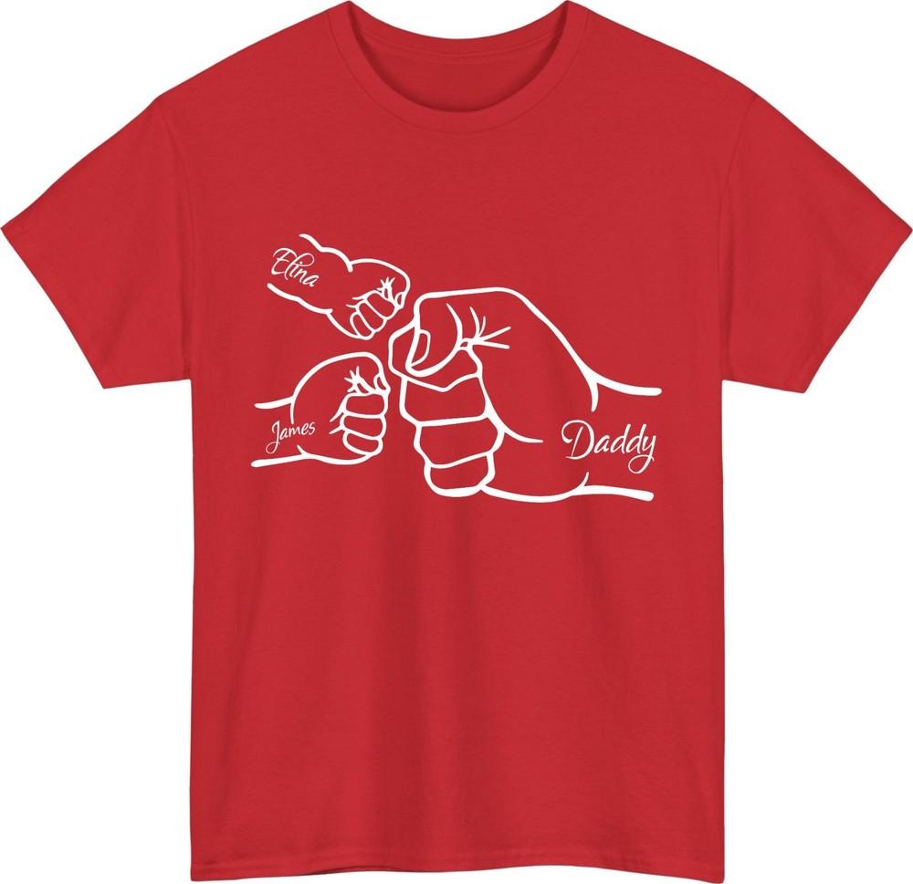 Personalised fathers day fist bump tshirt custom kids names dad birthday top S